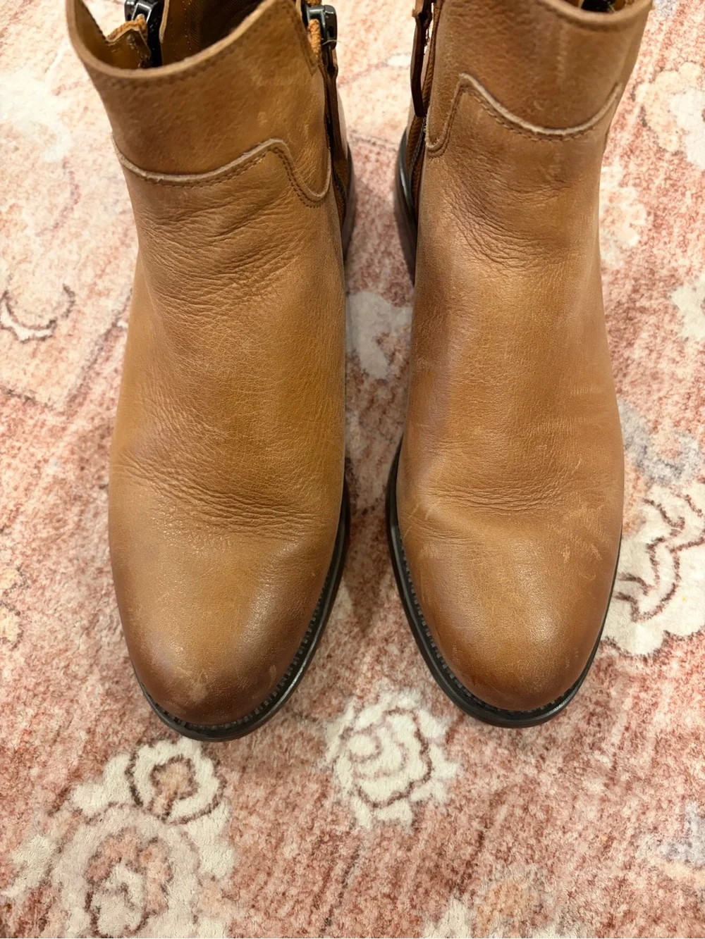Franco Sarto Women's Brown Leather Side-Zip Ankle Booties